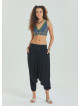 Rope Detailed Adjustable Waist Black Women's Viscose Trousers 4581